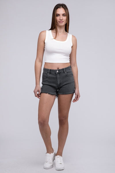 Explore More Collection - Acid Washed Frayed Cutoff Hem Shorts