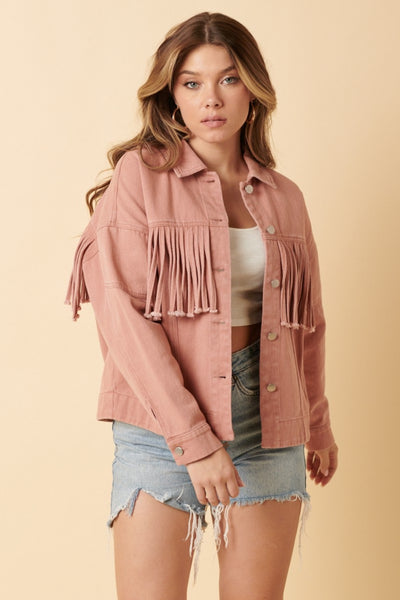 Explore More Collection - Mittoshop Fringe Detail Cotton Twill Jacket