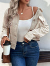 Explore More Collection - Pocketed Houndstooth Long Sleeve Jacket