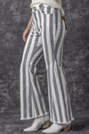 Explore More Collection - Raw Hem Star Applique Striped Jeans