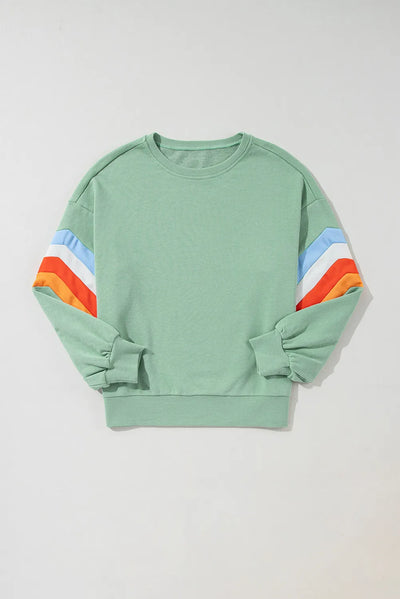 Explore More Collection - Contrast Round Neck Long Sleeve Sweatshirt