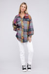 Explore More Collection - Loose Fit Buttoned Down Check Shirt Jacket