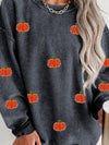 Explore More Collection - Pumpkin Round Neck Long Sleeve Sweatshirt