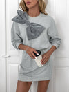 Explore More Collection - Bow Dropped Shoulder Long Sleeve Mini Dress