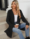 Explore More Collection - Pocketed Open Front Long Sleeve Cardigan