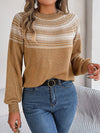 Explore More Collection - Contrast Round Neck Long Sleeve Sweater