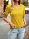 Explore More Collection - Lace Detail Round Neck Short Sleeve T-Shirt