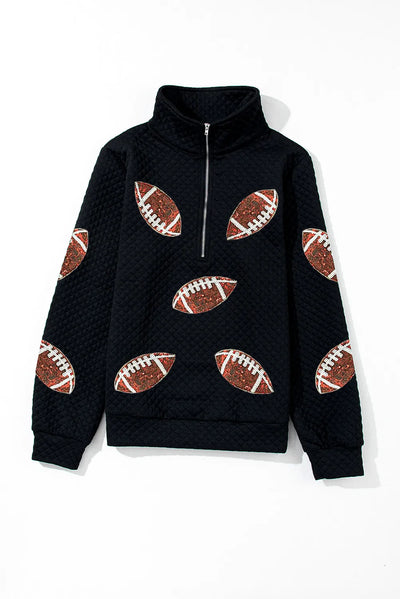 Explore More Collection - Sequin Football Long Sleeve Sweatshirt