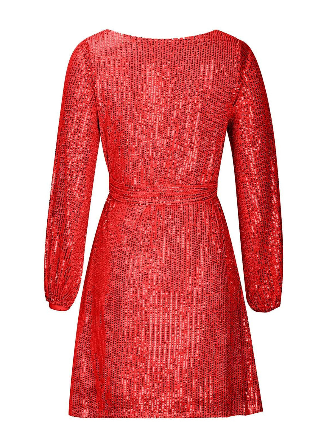 red sequin long sleeve mini dress Paola Long Sleeve Sequin Dress in Red
