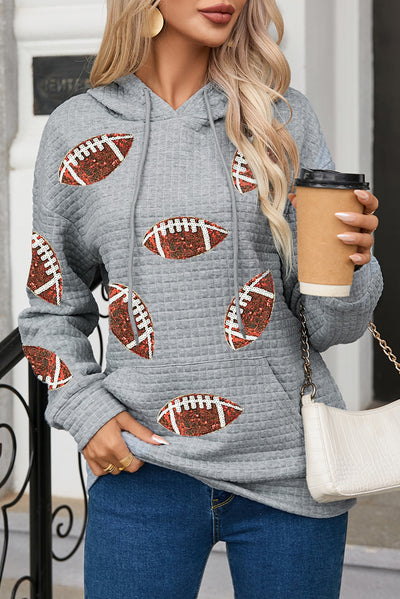 Explore More Collection - Drawstring Football Long Sleeve Hoodie