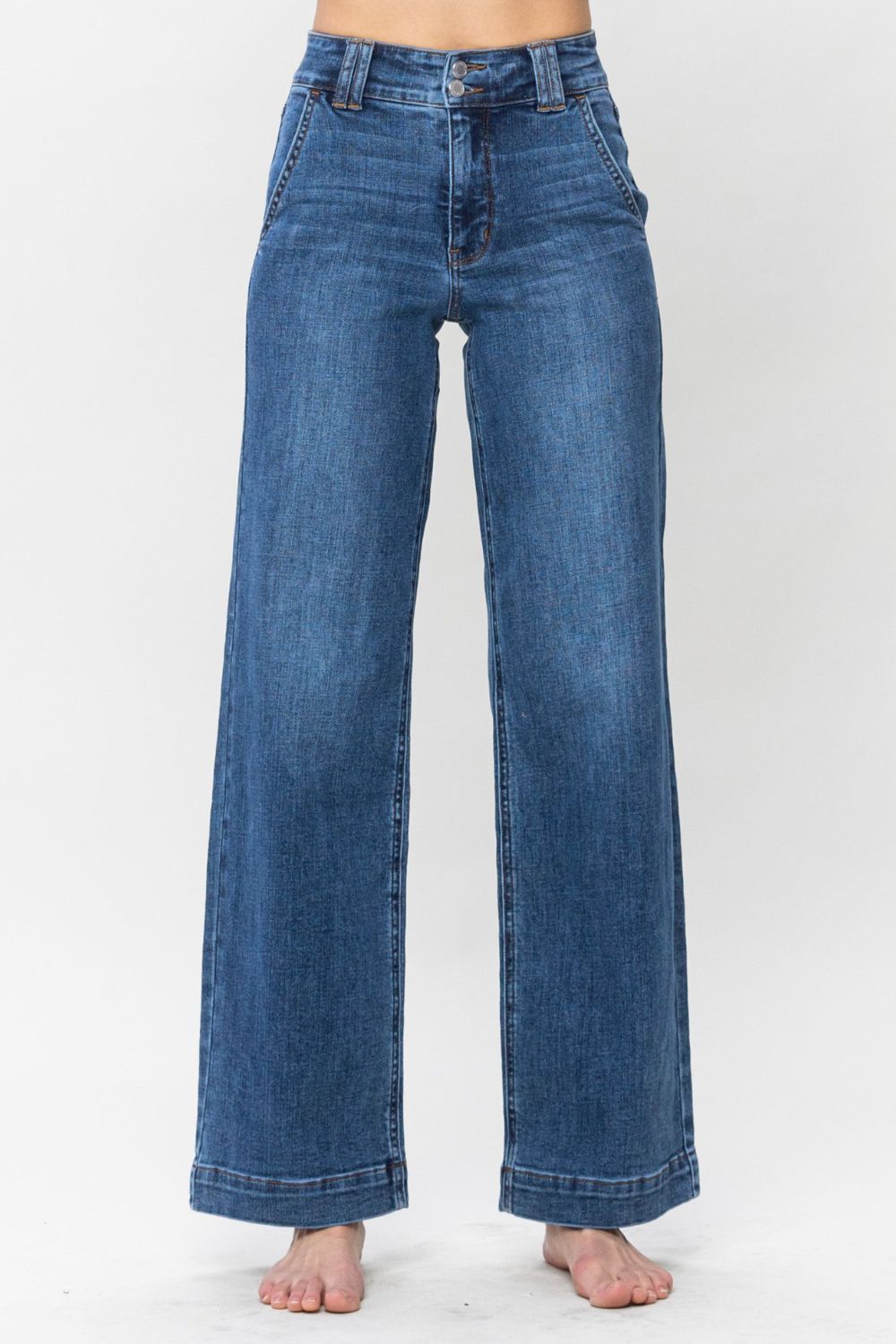 Explore More Collection - Judy Blue Full Size Double Button Wide Leg Jeans