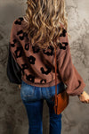 Explore More Collection - Leopard Round Neck Long Sleeve Sweater