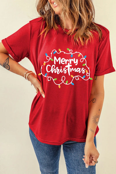 Explore More Doorbusters - MERRY CHRISTMAS Round Neck Short Sleeve T-Shirt