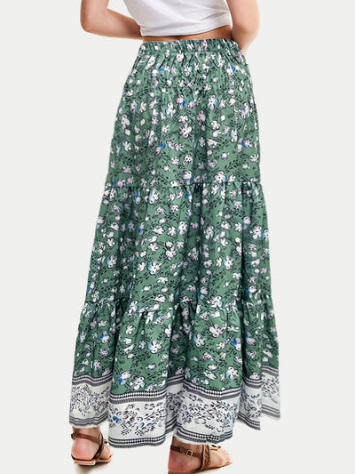 Explore More Collection - Full Size Tiered Printed Elastic Waist Skirt