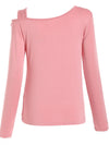 Explore More Collection - Cutout Asymmetrical Neck Long Sleeve T-Shirt