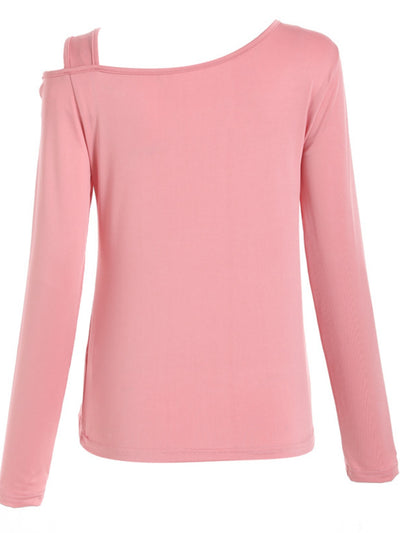 Explore More Collection - Cutout Asymmetrical Neck Long Sleeve T-Shirt