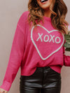 Explore More Collection - XOXO Round Neck Drop Shoulder Sweater