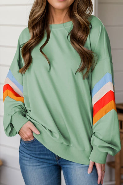 Explore More Collection - Contrast Round Neck Long Sleeve Sweatshirt