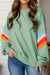 Explore More Collection - Contrast Round Neck Long Sleeve Sweatshirt