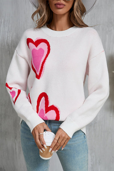 Explore More Collection - Angel Wings Heart Round Neck Long Sleeve Sweater