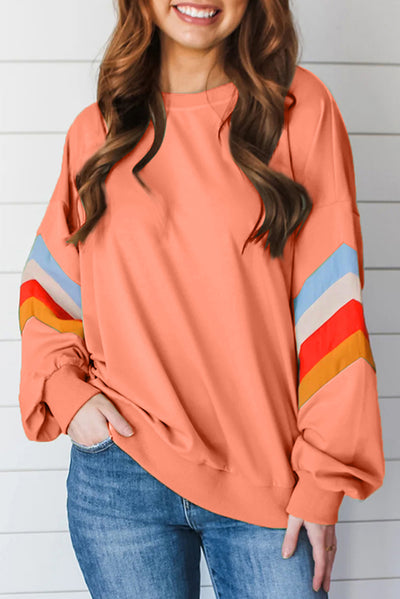 Explore More Collection - Contrast Round Neck Long Sleeve Sweatshirt