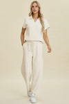 Explore More Collection - Double Take Full Size Collared Neck Short Sleeve Top and Pants Set