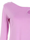 Explore More Collection - Cutout Asymmetrical Neck Long Sleeve T-Shirt