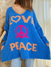 Explore More Collection - Peace Graphic V-Neck Long Sleeve Sweater