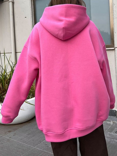 Explore More Collection - Pocketed Dropped Shoulder Long Sleeve Hoodie