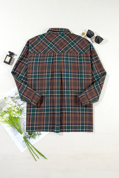 Explore More Collection - Plaid Button Up Long Sleeve Jacket