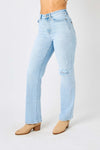 Explore More Collection - Judy Blue Full Size High Waist Distressed Straight Jeans