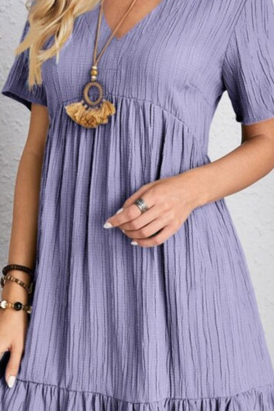 Explore More Collection - Full Size V-Neck Short Sleeve Dress