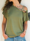 Explore More Collection - Asymmetrical Neck Short Sleeve T-Shirt