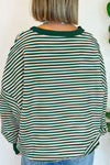 Explore More Collection - LUCKY Striped Round Neck Long Sleeve Sweatshirt