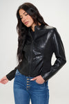 Explore More Collection - Coalition LA Zip Up Vegan Moto Jacket