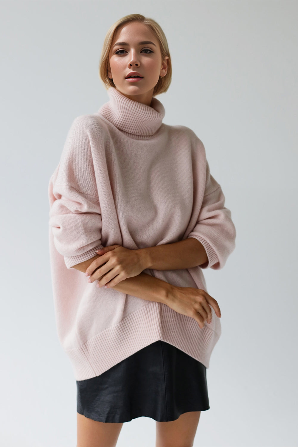 Explore More Collection - Basic Bae Turtleneck Dropped Shoulder Long Sleeve Sweater