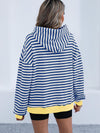 Explore More Collection - Drawstring Striped Long Sleeve Hoodie