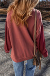 Explore More Collection - Contrast Round Neck Long Sleeve Sweatshirt