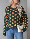 Explore More Collection - Angel Wings Maple Leaf Round Neck Long Sleeve Sweater