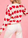 Explore More Collection - Valentine’s Day Fuzzy Heart Round Neck Long Sleeve Sweater