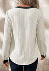 Explore More Collection - Contrast Notched Long Sleeve Blouse