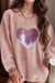 Explore More Collection - Valentine’s Day Sequin Heart Round Neck Long Sleeve Sweatshirt