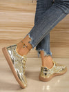 Explore More Collection - Sequin PU Leather Flat Sneakers