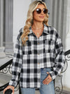 Explore More Collection - Plaid Collared Neck Long Sleeve Shirt