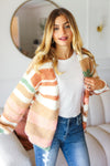 Explore More Collection - Haptics Full Size Button Down Striped Sweater Cardigan