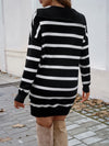 Explore More Collection - Devine Quarter Zip Striped Long Sleeve Sweater Dress