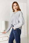 Explore More Doorbusters - Double Take Seam Detail Round Neck Long Sleeve Top