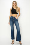 Explore More Collection - RISEN Full Size High Rise Side Shadow Seam Detail Slit Flare Jeans