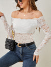 Explore More Collection - Off-Shoulder Long Sleeve Lace Top