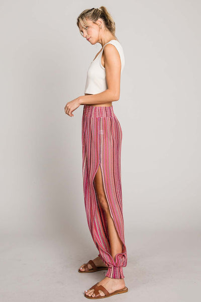 Explore More Collection - Cotton Bleu by Nu Label Striped Smocked Cover Up Pants